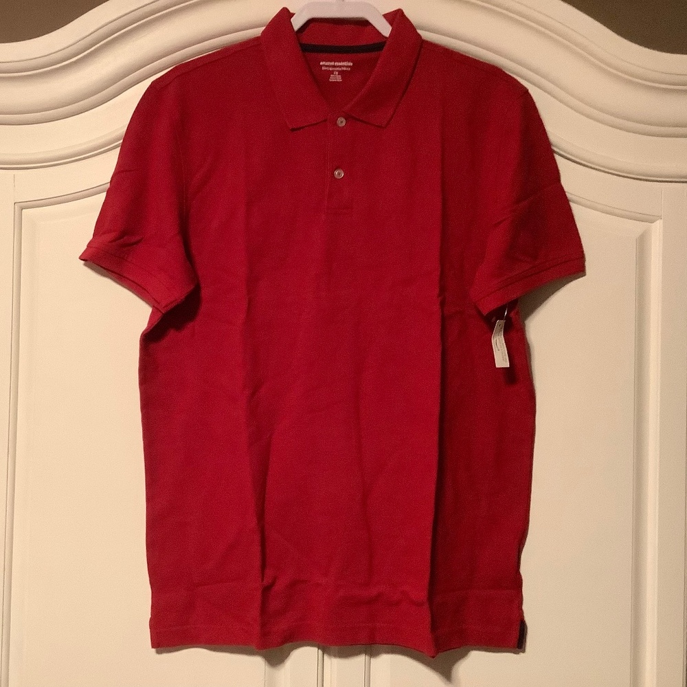 NWT in package Men large red shirt, Amazon essentials, collar